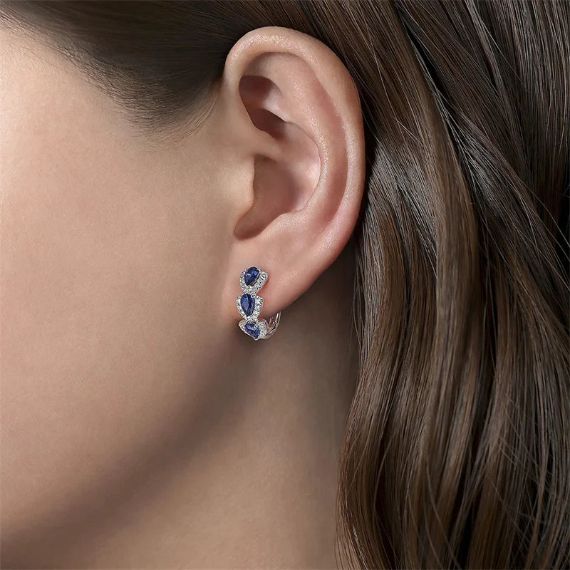 Boucle d'Oreille Bleu Chic au Syle Luxueux Image