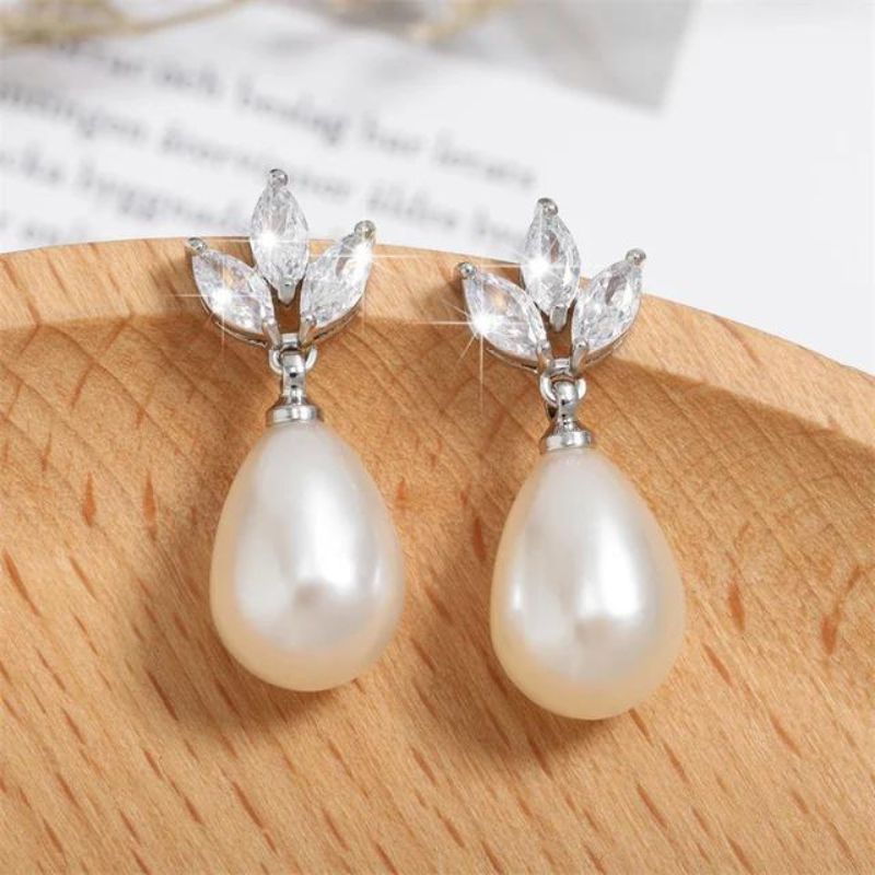 Boucle D'oreille Goutte Perle Nacrée Image