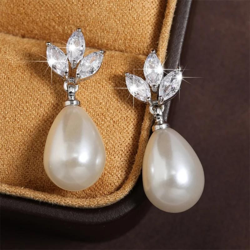 Boucle D'oreille Goutte Perle Nacrée Image