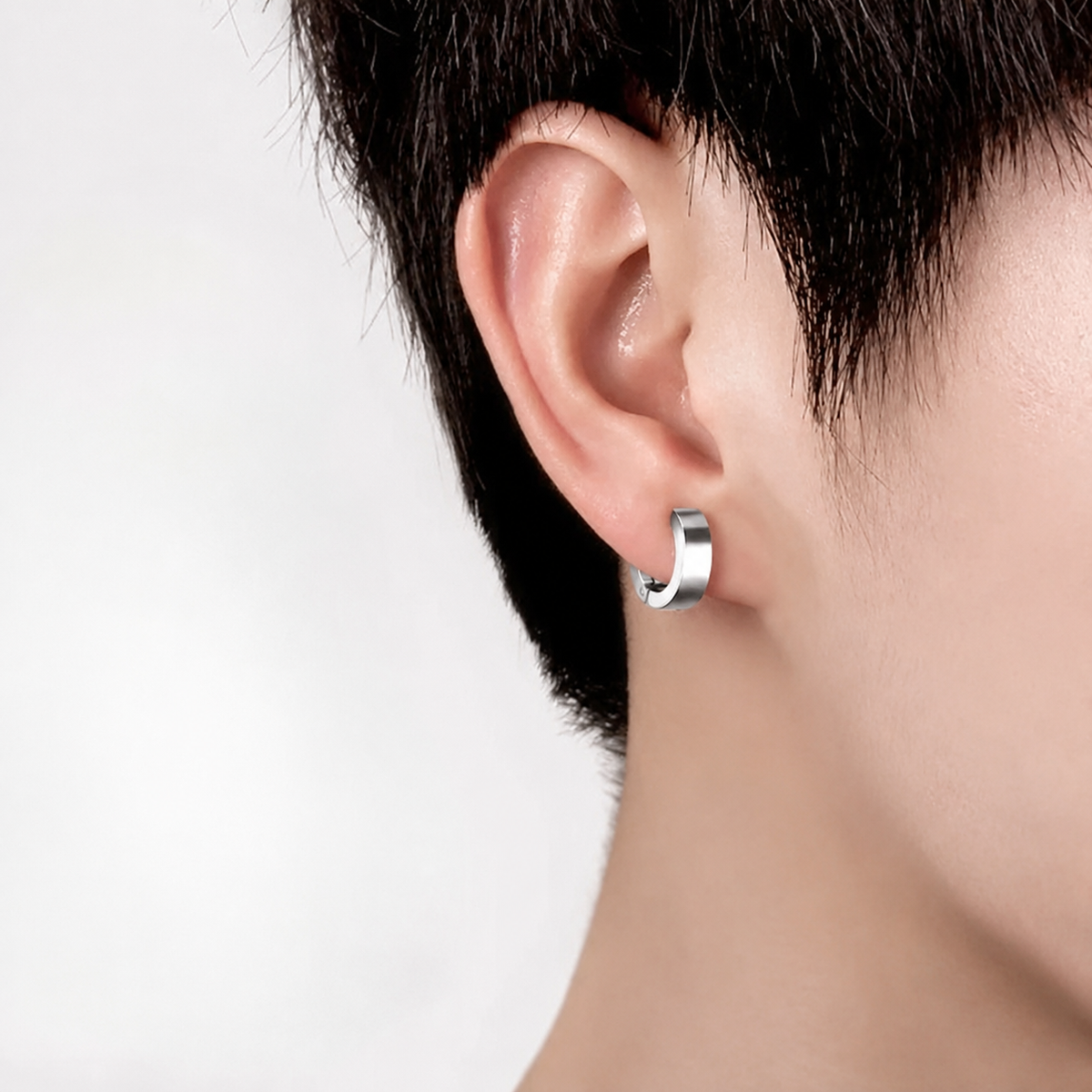Boucle d'Oreille Homme Sans Trou Anneau - Acier inoxydable