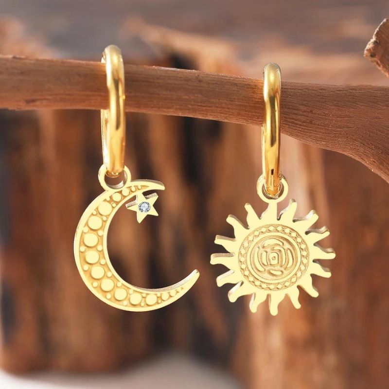 Boucle D'oreille Lune et Soleil Versatile