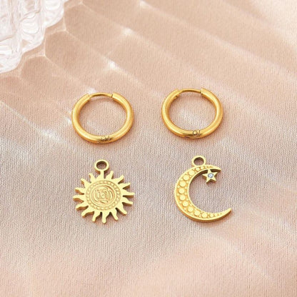 Boucle D'oreille Lune et Soleil Versatile