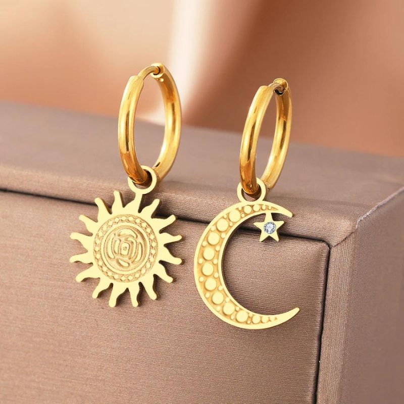 Boucle D'oreille Lune et Soleil Versatile