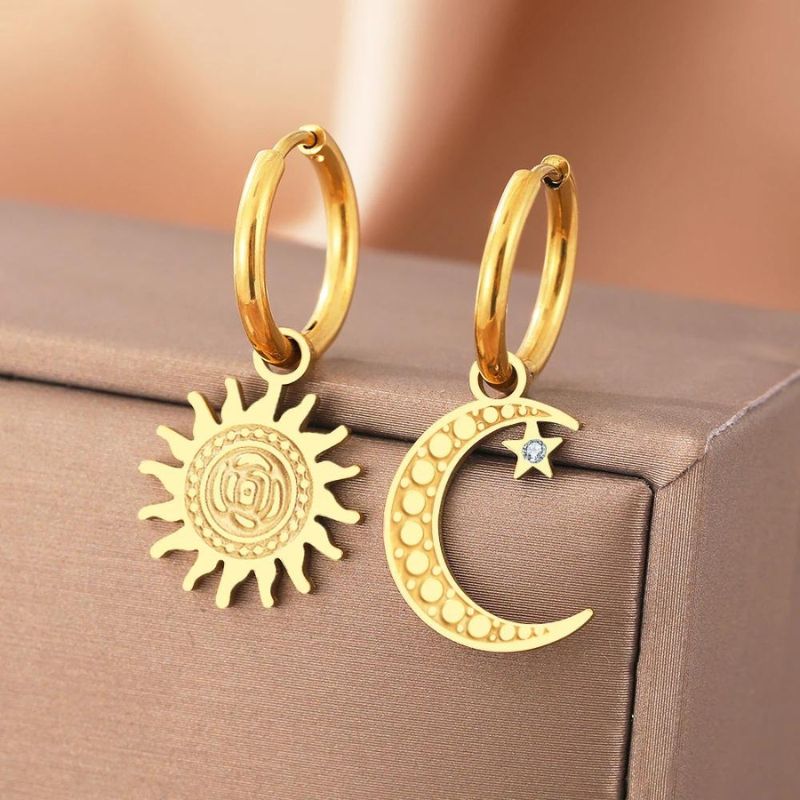 Boucle D'oreille Lune et Soleil Versatile Image