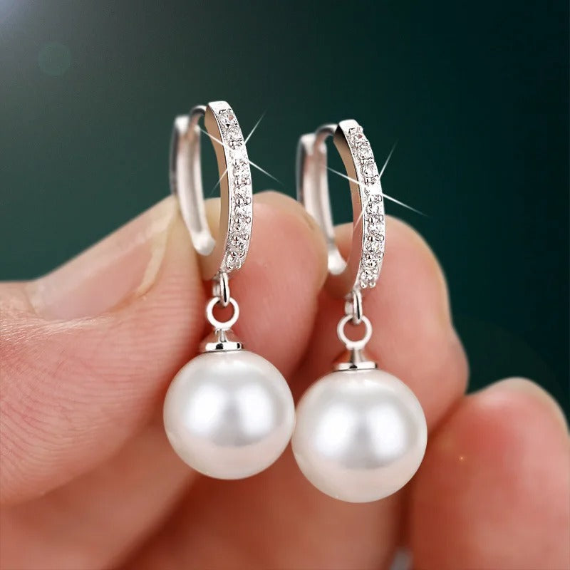 boucle d'Oreille Mariage Perle Pendante Image