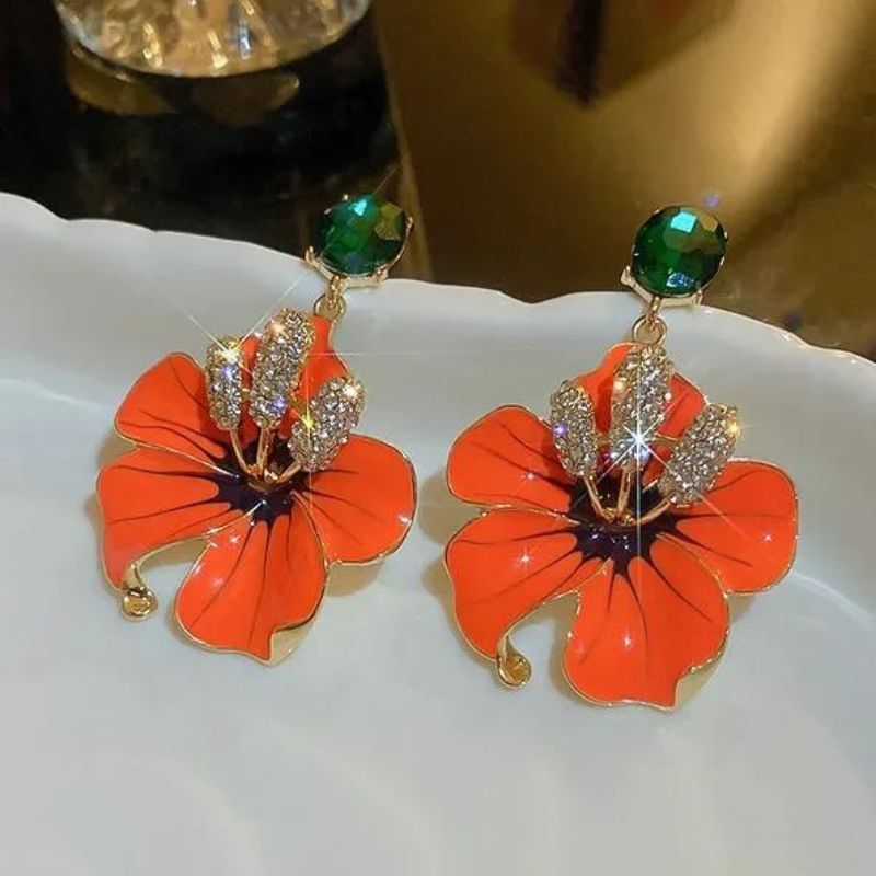 Boucle D'oreille Orange Fleur Image