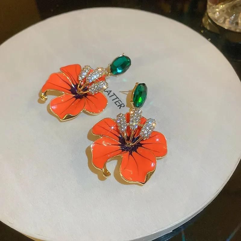 Boucle D'oreille Orange Fleur Image