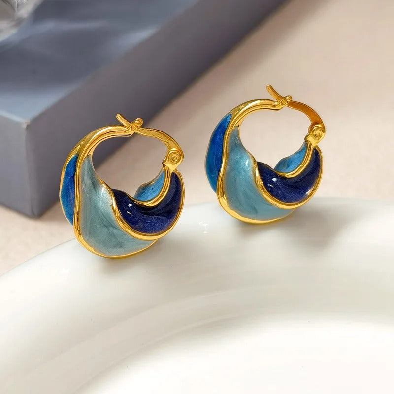 Boucle d'Oreille Originale Femme Bleue Image