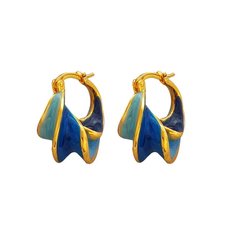Boucle d'Oreille Originale Femme Bleue Image