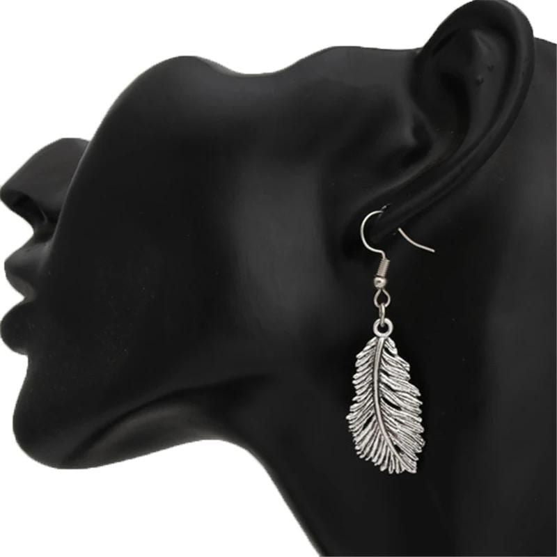 Boucle D'oreille Plume Rigide Pendante