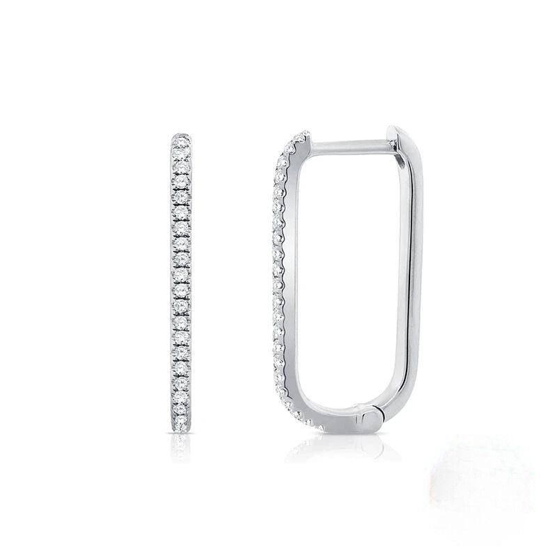 Boucle D'oreille Rectangulaire en Argent