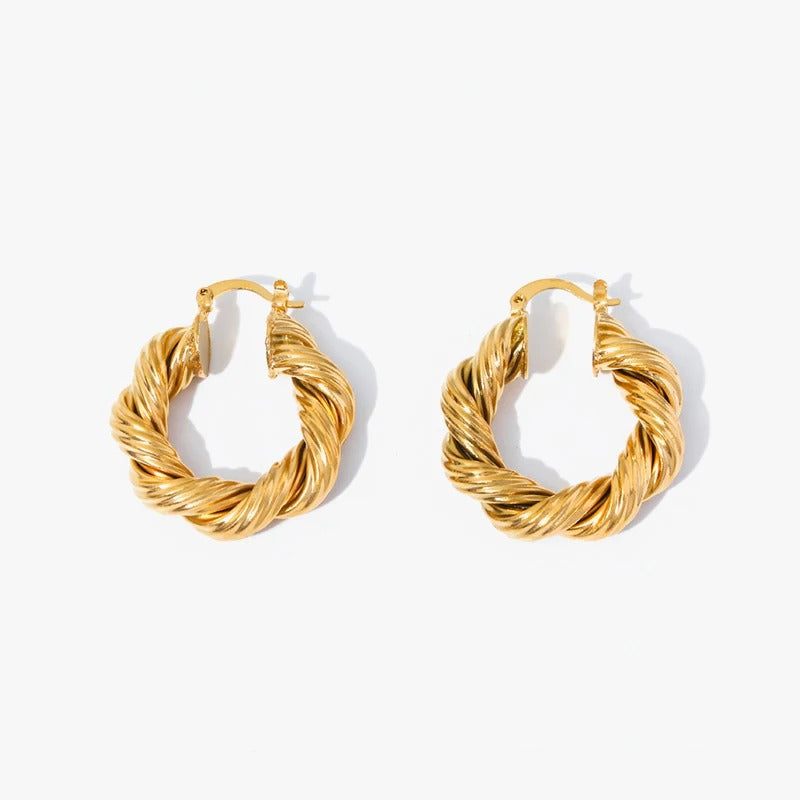 Boucle D'oreille Ronde Epaisse Torsadée Image