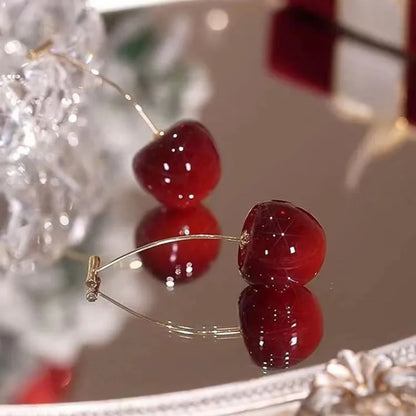 Boucle d'Oreille Rouge Élégante en Forme de Cerise