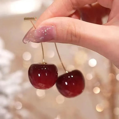 Boucle d'Oreille Rouge Élégante en Forme de Cerise