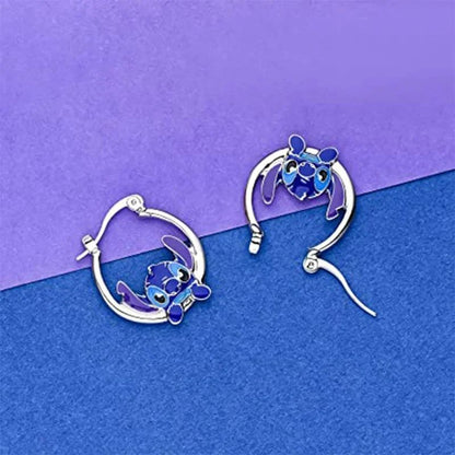 Boucle D'oreille Stitch Bleu Créole