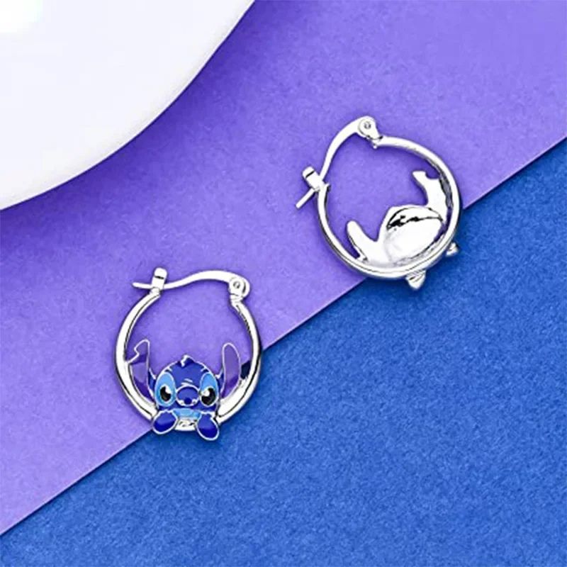 Boucle D'oreille Stitch Bleu Créole Image