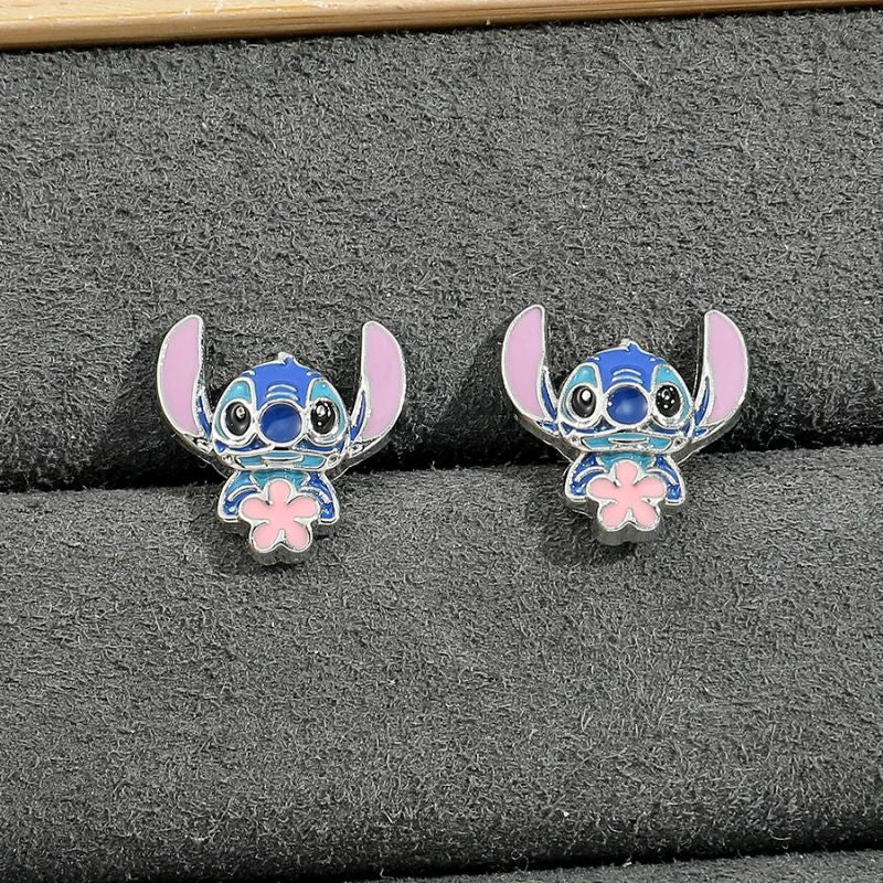 Boucle D'oreille Stitch Fleur Rose Image