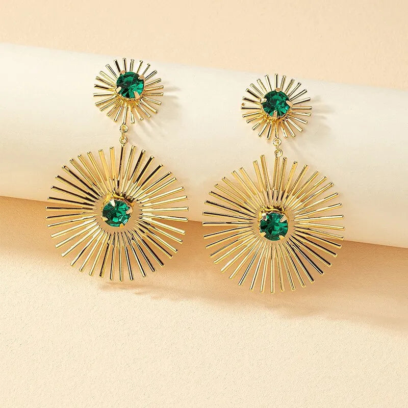 Boucle d'Oreille Verte Élégante au Style Luxueux