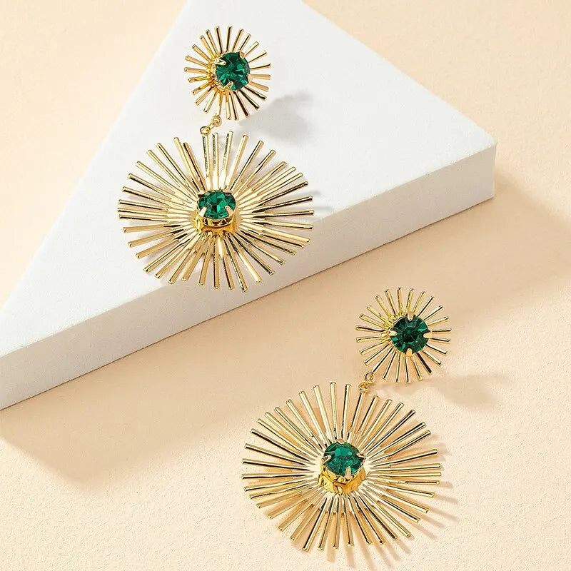 Boucle d'Oreille Verte Élégante au Style Luxueux