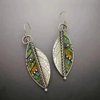 Boucle d'Oreille Verte Originale en Forme de Plante