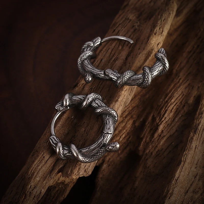 Boucle d'Oreille Viking Homme Créole Serpent