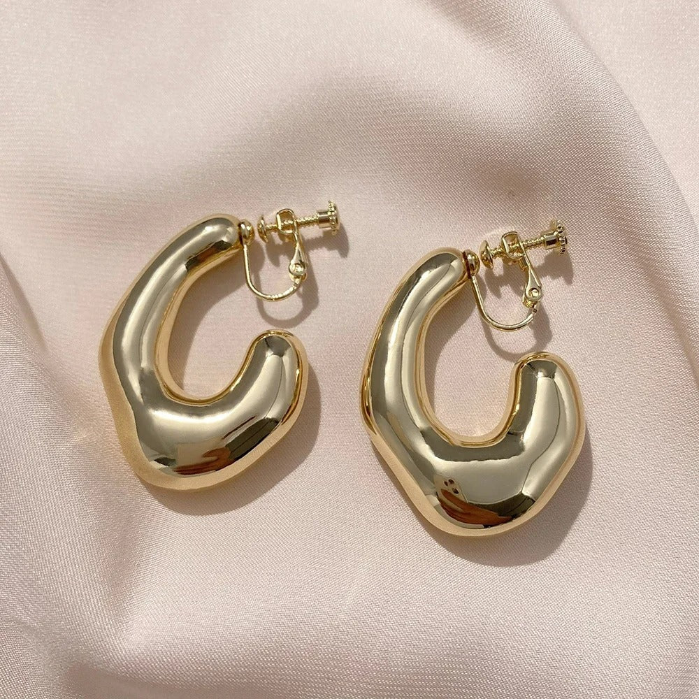 Boucles D’Oreilles Clips Goutte Sculptural