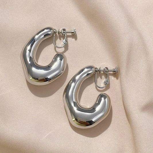 Boucles D’Oreilles Clips Goutte Sculptural