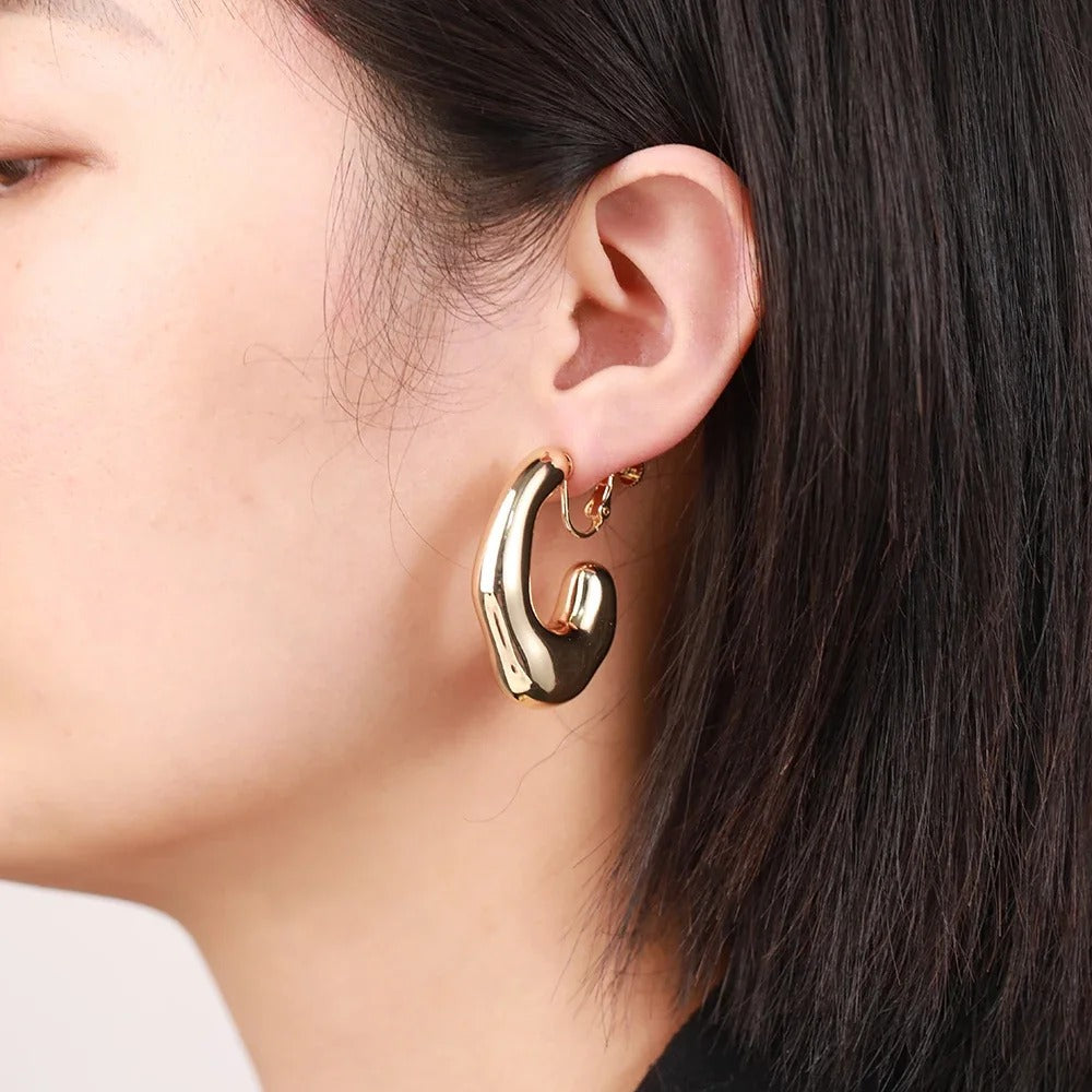 Boucles D’Oreilles Clips Goutte Sculptural
