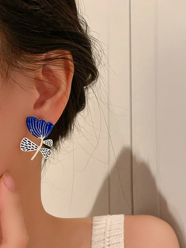 Boucles D'oreilles Asymétriques Fleurs