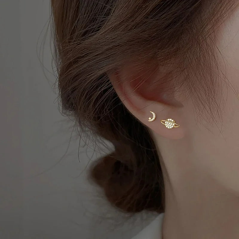 Boucles D'oreilles Asymétriques Galaxie Acier Inoxydable