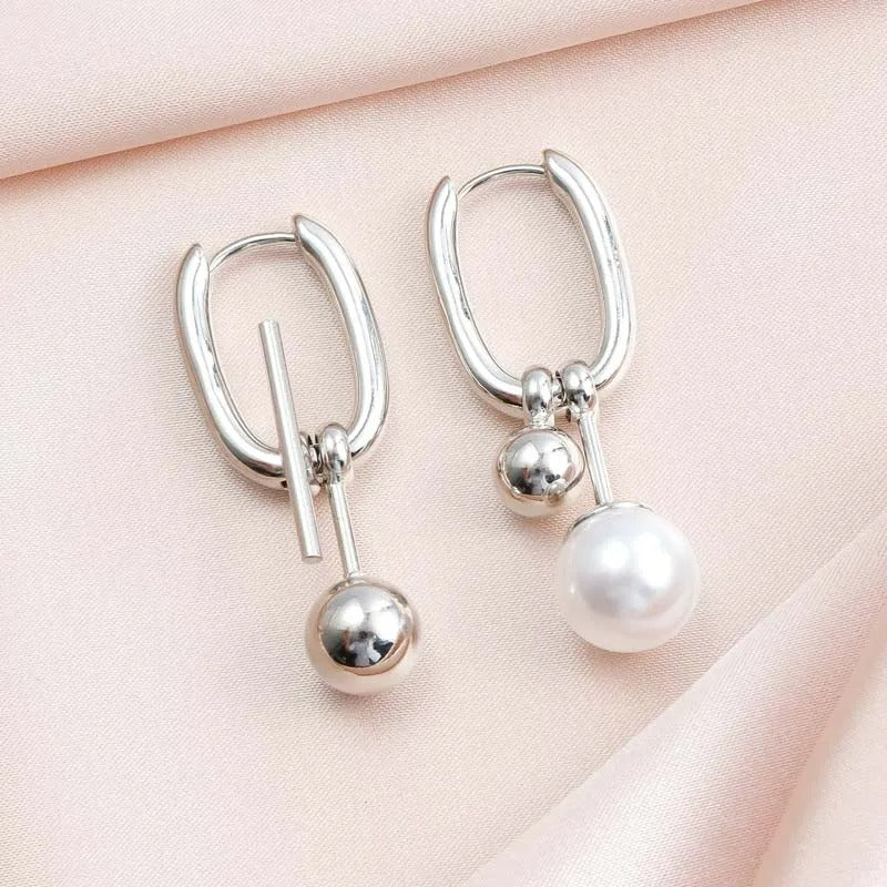 Boucles D'oreilles Asymétriques Perles Pendantes