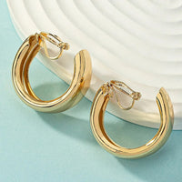 Boucles D’oreilles Clips Anneaux Massifs Dorés