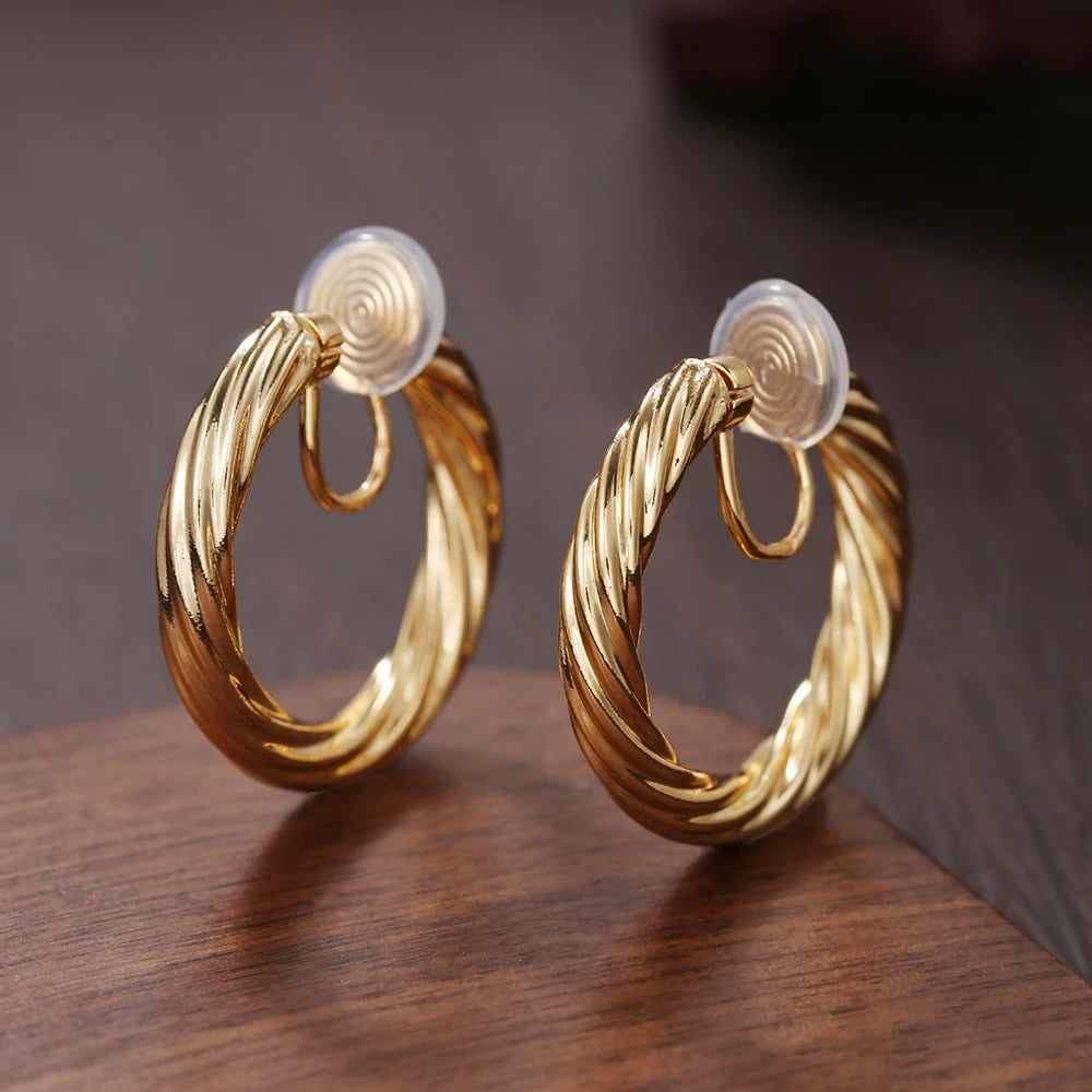 Boucles D’oreilles Clips Anneaux Torsadés