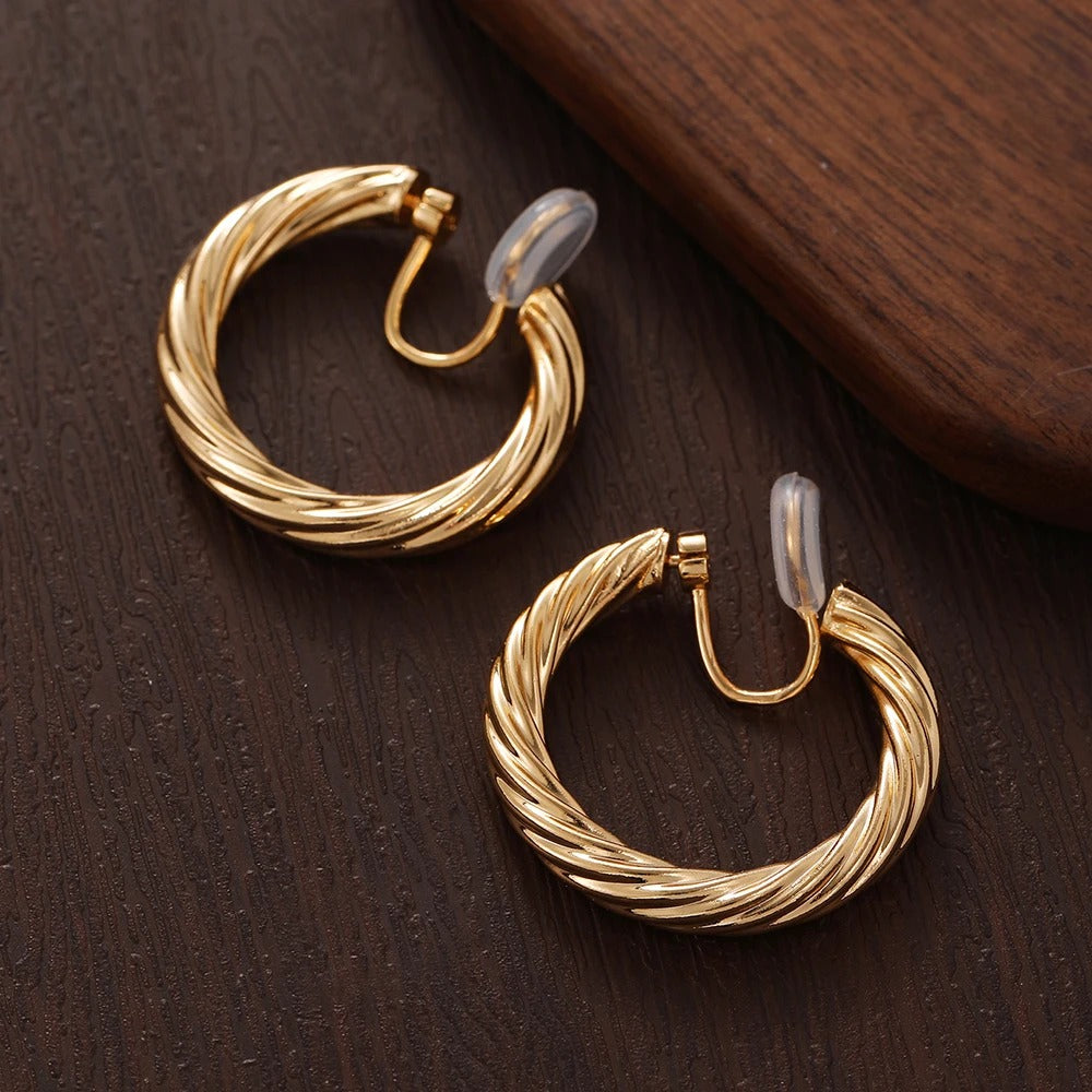 Boucles D’oreilles Clips Anneaux Torsadés