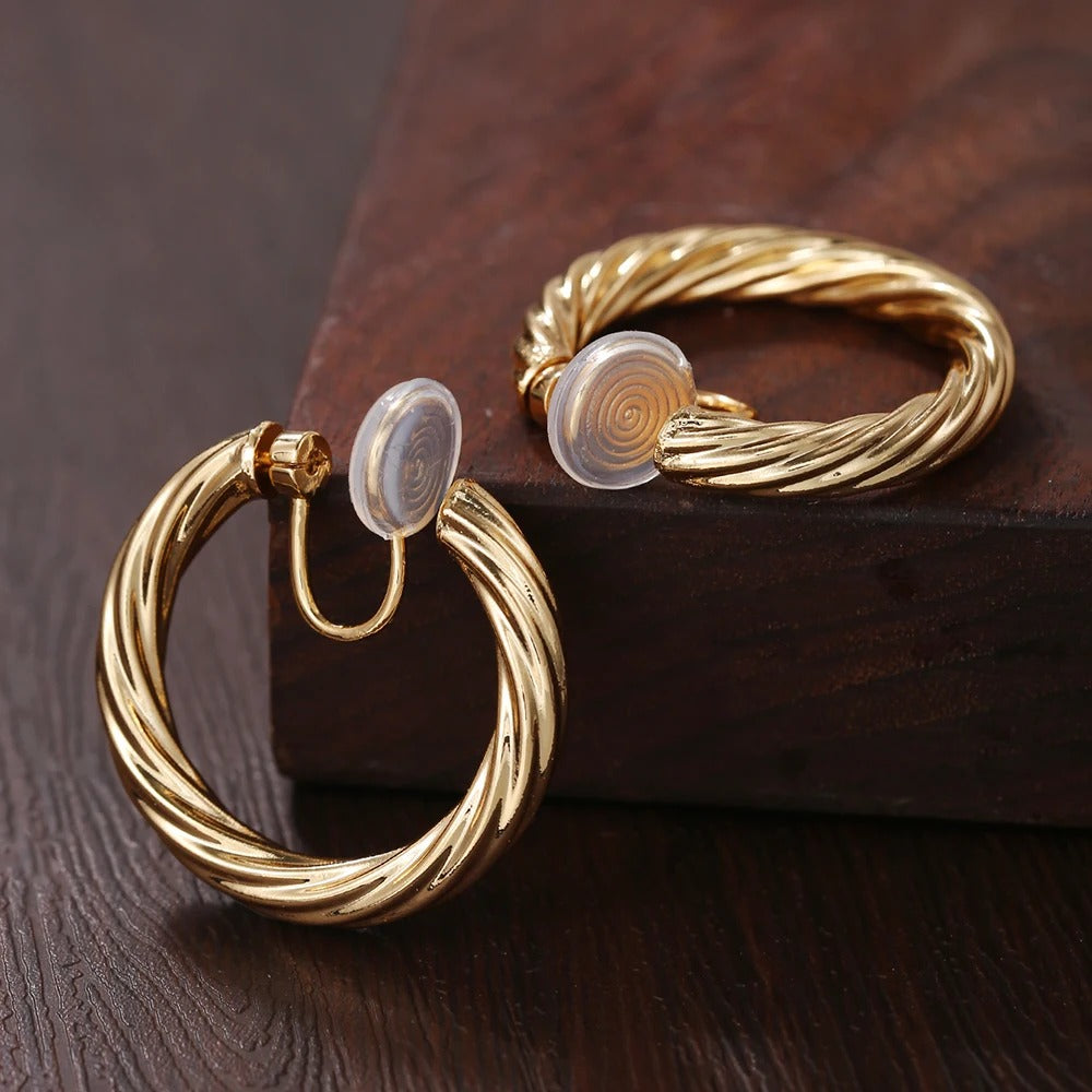 Boucles D’oreilles Clips Anneaux Torsadés