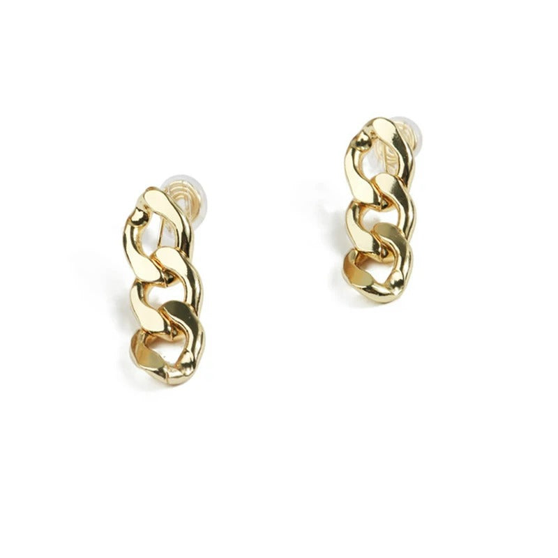 Boucles D'oreilles Clips Chaîne Dorée Élégance