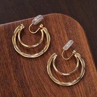 Boucles D’oreilles Clips Créoles Double