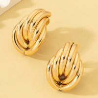 Boucles D'oreilles Clips Nœud Doré Sculpté