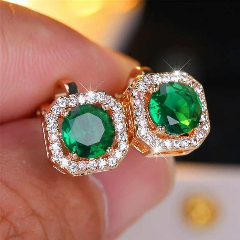 Boucles D'oreilles Clips Élégance Vert Émeraude