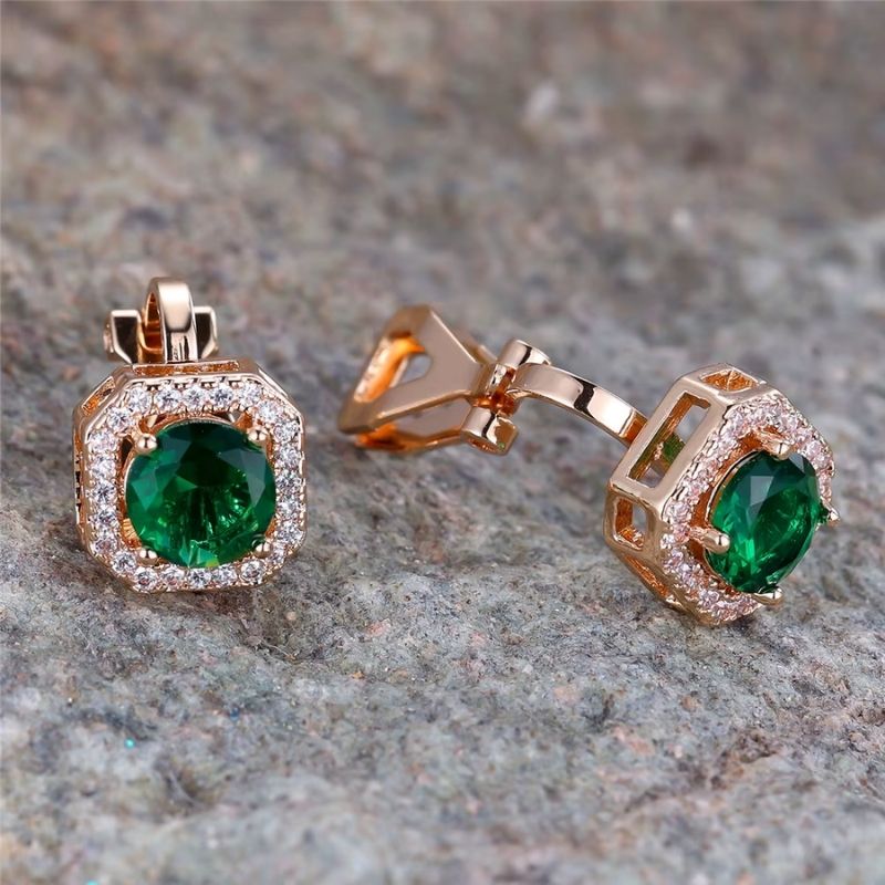 Boucles D'oreilles Clips Élégance Vert Émeraude