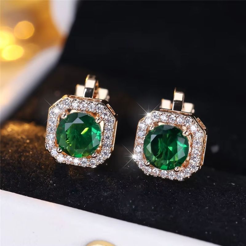 Boucles D'oreilles Clips Élégance Vert Émeraude