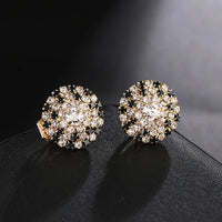 Boucles D'oreilles Clips Rondes Noir Et Cristal