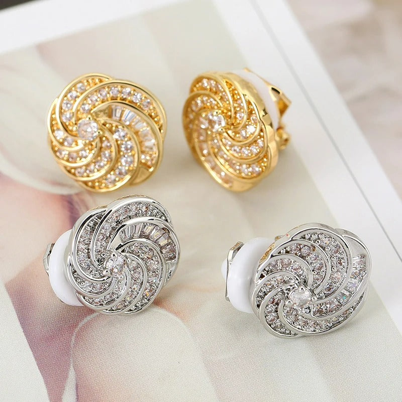 Boucles D'oreilles Clips Spirale Cristal Chic