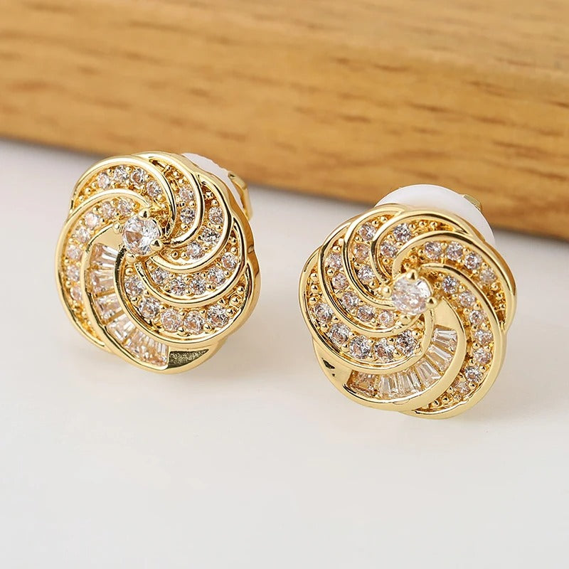 Boucles D'oreilles Clips Spirale Cristal Chic