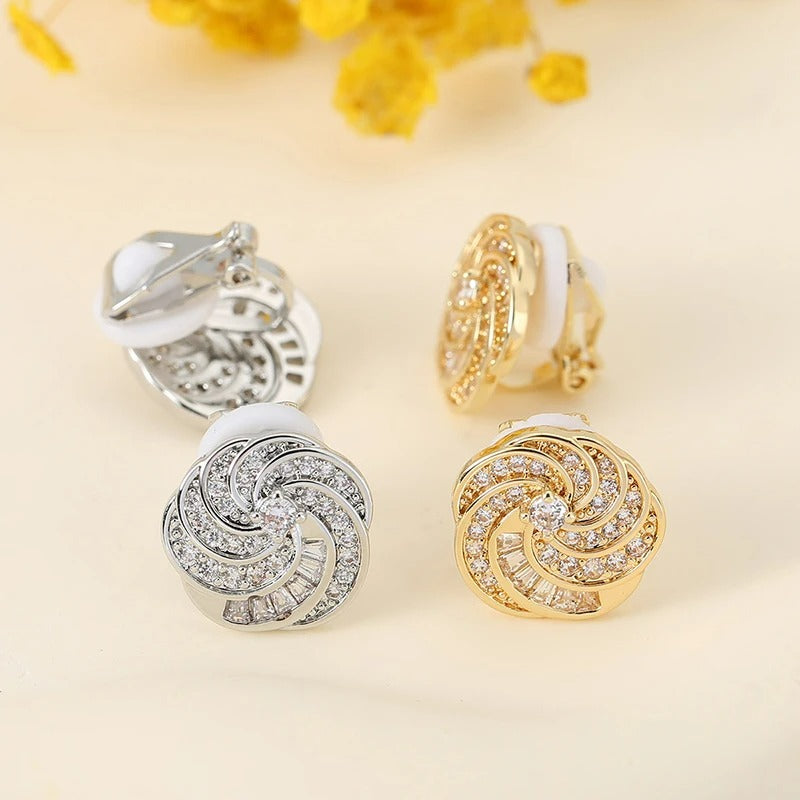 Boucles D'oreilles Clips Spirale Cristal Chic