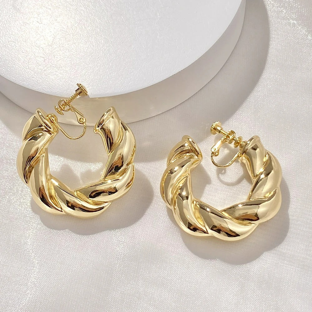 Boucles D'Oreilles Clips Torsadées Brillantes