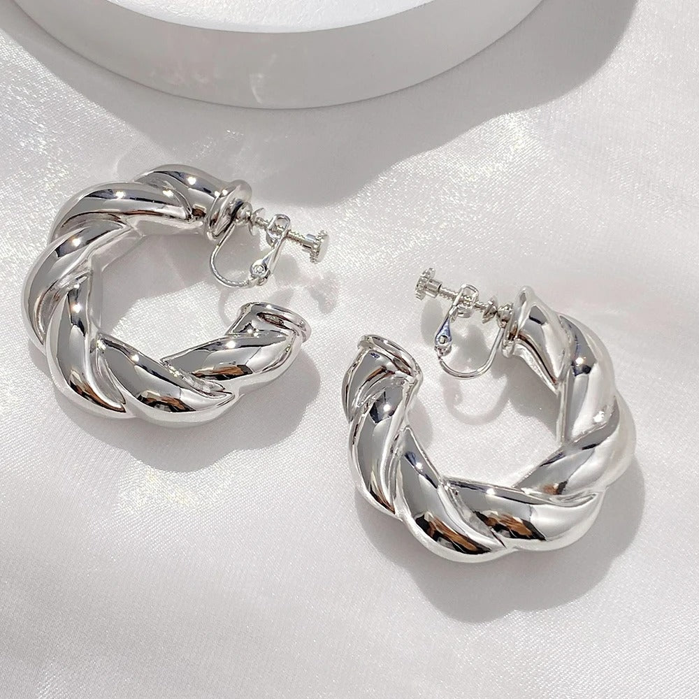 Boucles D'Oreilles Clips Torsadées Brillantes