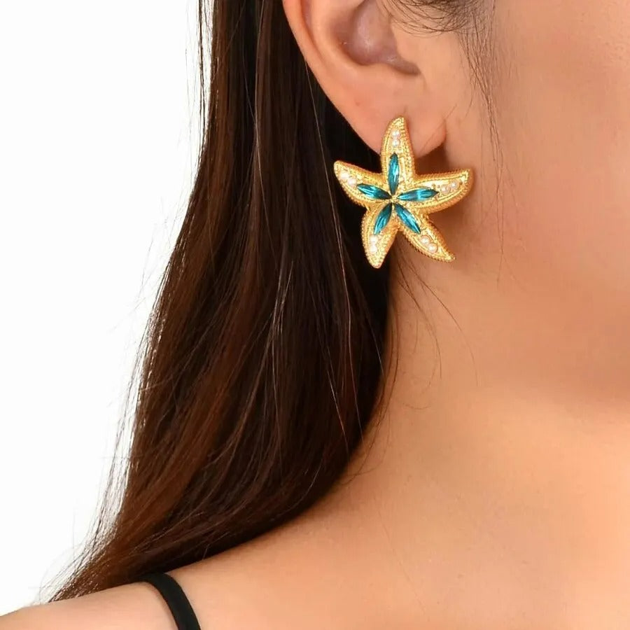 Boucles d'Oreilles Coquillage Étoile Verte Image