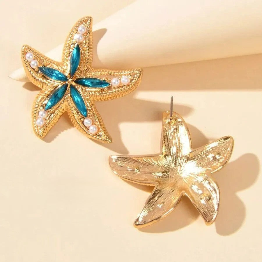 Boucles d'Oreilles Coquillage Étoile Verte