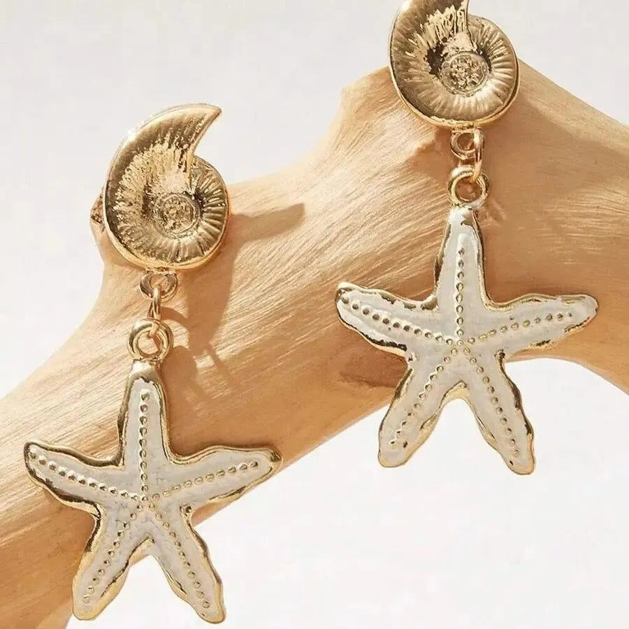 Boucles d'Oreilles Coquillage Pendantes Étoile